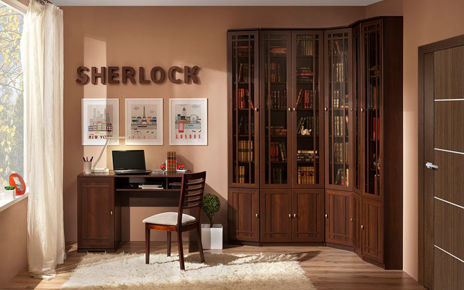 Библиотека «Sherlock»  Орех / Библиотека «Шерлок»  Орех 